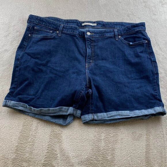 Levis Womens Classic Denim Shorts Size 24W Cotton & Viscose Blend Dark Blue - Picture 13 of 14